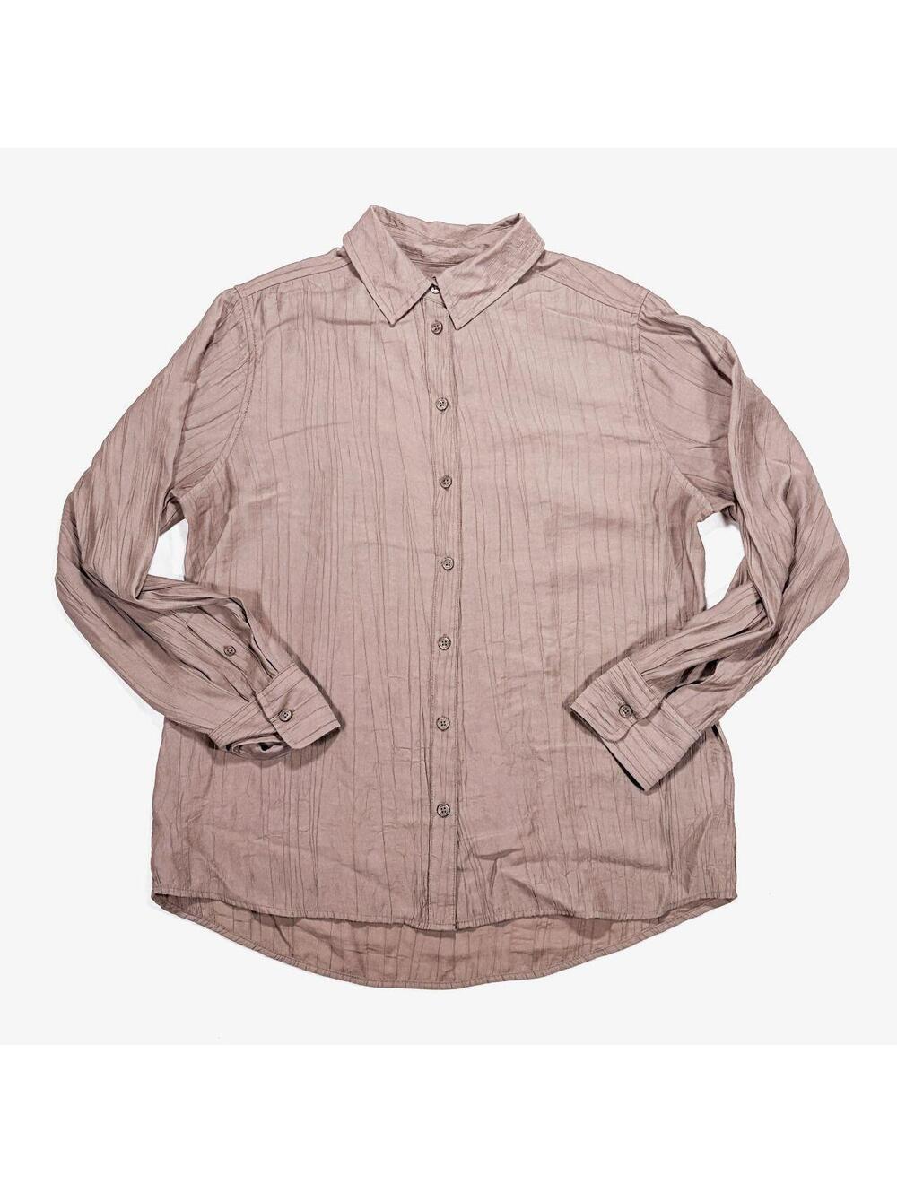 Brown Button Up Top Crinkly Lightweight Shirt Size M